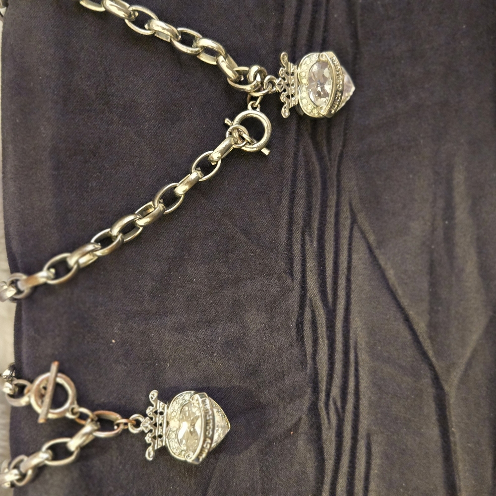 Juicy Couture Silver Choker Necklace and bracelet with Crystal Accents